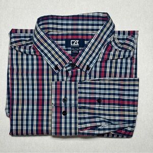 Cutter & Buck  Navy/Red/Yellow Plaid Long Sleeve Button Down Shirt Mens XXL